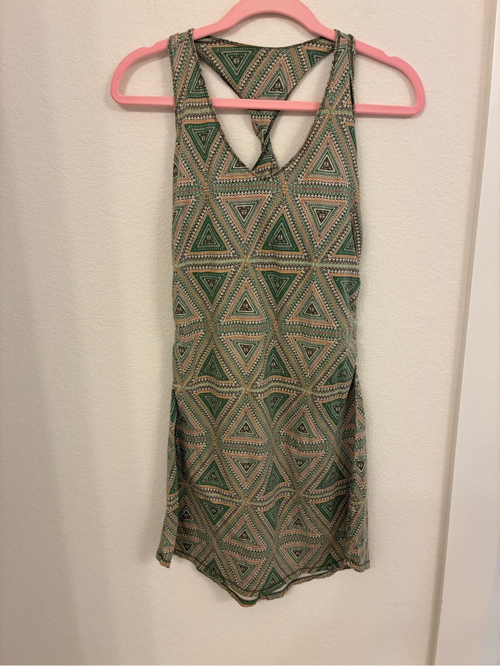 Patagonia Green & Cream Geometric Racerback Mini Dress | Size S | EUC